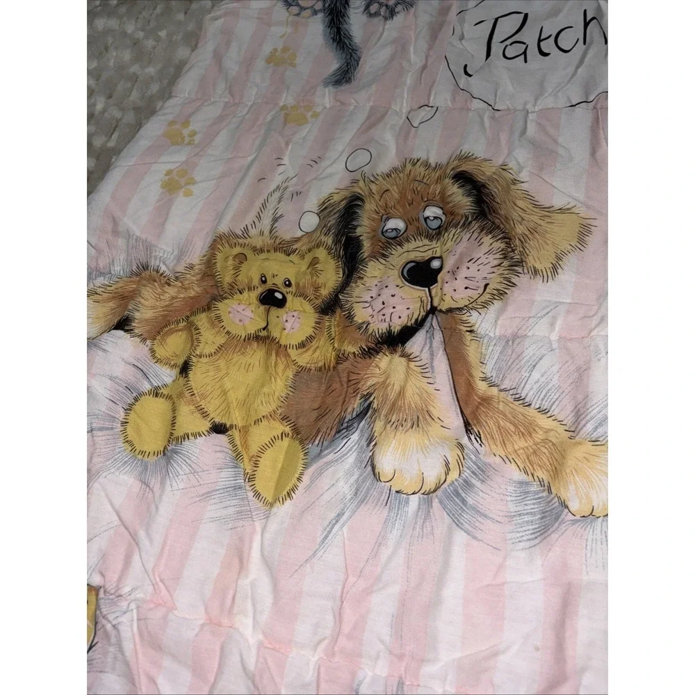 Vintage Sue Hall 1987 Snatch Patch the Dog and Friends Pink Sleeping Bag